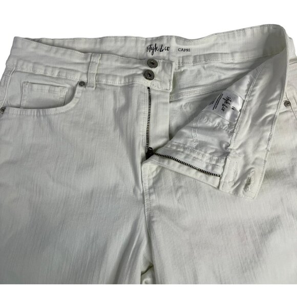 Style & Co Women's Jean Capris 14 White Cotton Elastane Summer Casual Beach - Picture 4 of 8